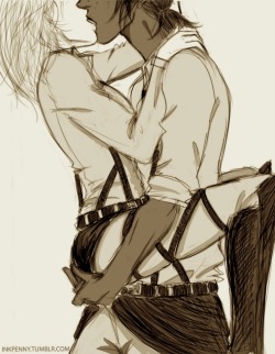 inkpenny:  some hot and bothered christa/ymir because gotDAMN