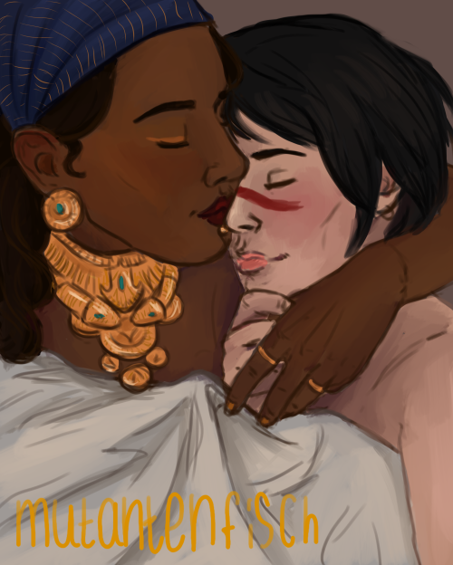 mutantenfisch: Have some cuddly Hawke and Isabela for @tortuosity-writes