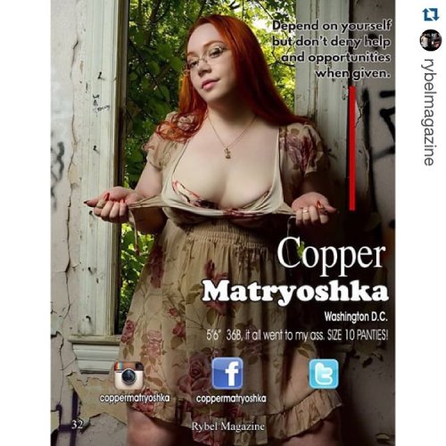 #Repost @rybelmagazine ・・・ Thank you to Ms Copper @coppermatryoshka for being in issue seven of @rybelmagazine get your copy by either clicking the Rybel profile or this link http://www.magcloud.com/browse/magazine/797480 composition shot by @photosbyphel