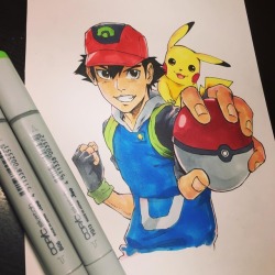whytmanga: Link to me drawing #ashketchum and #pikachu in my