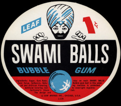 klappersacks:Leaf - Swami Balls bubble gum - 1-cent vend card
