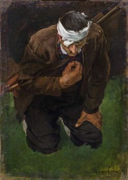 Albin Egger-Lienz (Austrian, 1868-1926), Kneeling Farmer, study
