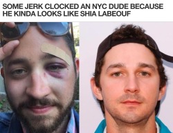 grampasimpson:  some dude got decked for looking like shia labeouf