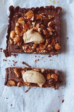 intensefoodcravings:  Milk Chocolate Tart with Almond Praline