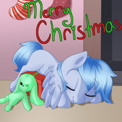 askbubblepop:  Merry Christmas from a filly who got up a little