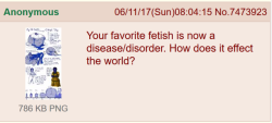 Writing prompt: Your favorite fetish is now a disease/disorder. How does it effect the world?Submit! (add a pic, it always works)