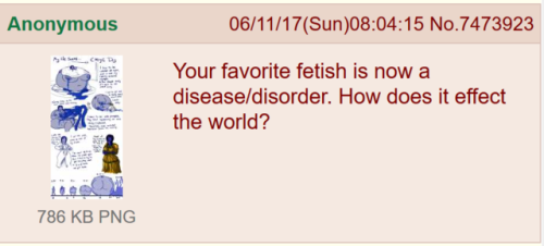Writing prompt: Your favorite fetish is now a disease/disorder. How does it effect the world?Submit! (add a pic, it always works)