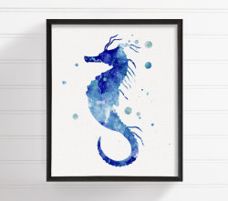 canvaspaintings:  Watercolor Seahorse, Seahorse Art Print, Seahorse