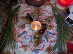 vegan-weed-heathen:Charging my bud on my Christmas altar.🎄✨