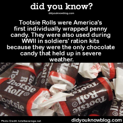 did-you-kno:  Tootsie Rolls were America’s first individually