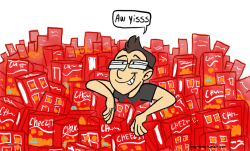 mcgroodz:  mark happily drowning in a sea of cheez-its that fans