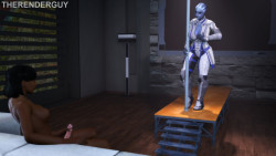 therenderguy:  Liara T'Soni stripping for futanari Samantha Traynor