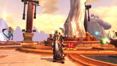 This set has grown on me. Back in Cata I hated it, mostly because it didn’t really say ‘priest’ to me (Not very many sets lately have). But with the Pandaria color scheme it looks nicer, probably because this just looked off in front