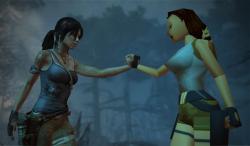 basedmanga:   Tomb Raider (2013) and Tomb Raider (1996).  look