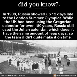 did-you-kno:In 1908, Russia showed up 12 days late  to the London