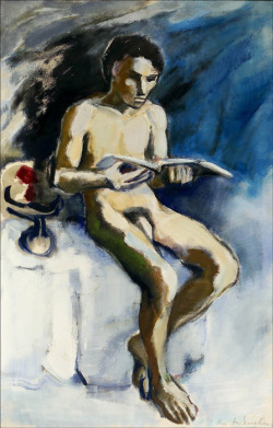 huariqueje:    Male Nude ,   Seated boy reading    -    