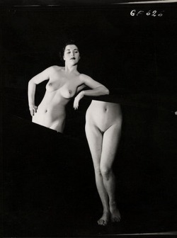 kirgiakos:  Zoltán Glass - Nude study, Woman cut in half, 1960s