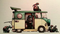 the-ankle-rocker:  The Party Van Watercolor, by Douglas Pope