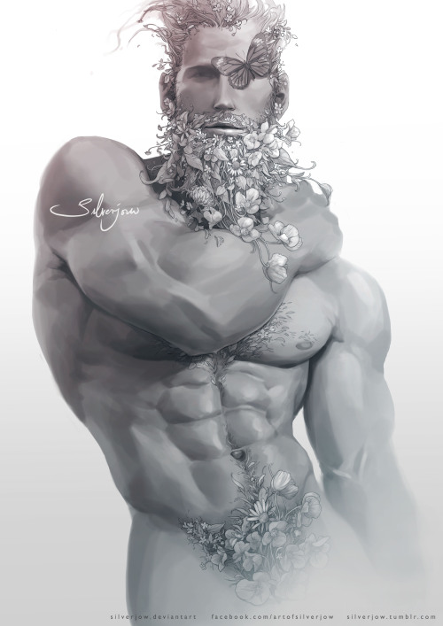 silverjow:  Artstyle experiment   Inspired by flower beard.   http://imrockhard4u.tumblr.com
