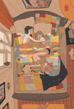 acetylene-eyes:  Chunae - Title unknown (2017) There are hundreds of reasons I LOVE these two illustrations. The first image recalls Tammy Rae Carland’s Lesbian Beds series. So that’s automatically #AllTheFeels territory. But the attention to detail