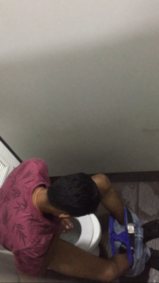 toiletspyboy:  Caught horny indian boy with big cock jerk off