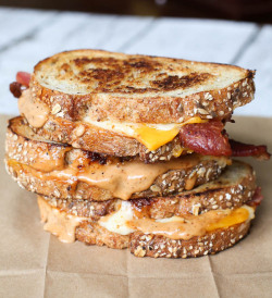 foodiebooty:  Bacon and Cheddar Grilled Cheese with Dijion Mustard