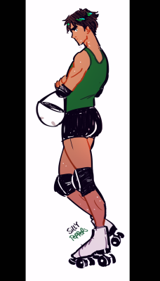 scarypeppers:  erejean rollerderby AU where eren is the stern pro