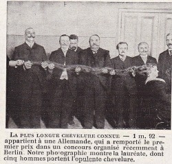 La plus longue chevelure connue en 1910 : 1,92m.