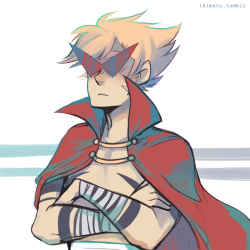 Dirk cosplaying as Kamina for greengrasspony, for patreon’s