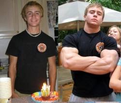 luftbot:  What a transformation: young Dana Carvey becomes Aaron Clark, pro bodybuilder. 