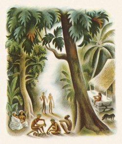 Illustration by Miguel Covarrubias, from Typee: A Romance of the South Seas, by Herman Melville. Via Book Graphics.