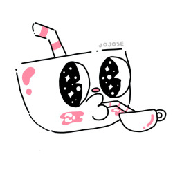 jojosed: Cuphead drinking from a cup (?) Instagram/Facebook 