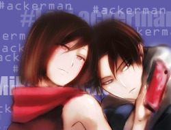 elvendashears:  Ackerman double selfie :p inspired by that mikasa