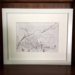 catrocketship:  Framed up a drawing I did on a paper placemat.