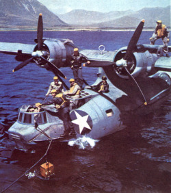 ww1ww2photosfilms:     PBY-5A Catalina at rest in water, date