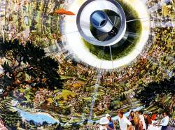 70sscifiart:  70s NASA concept art - interior of a Bernal Sphere.