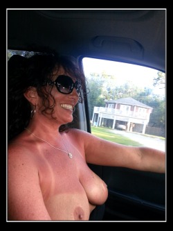 wife4funpics:  A different kind of topless driving.