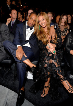 Jay-Z and Beyonce during the 57th Annual GRAMMY Awards at the