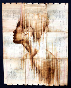 fer1972:  Portraits made with Coffee and Ink on Antique Paper