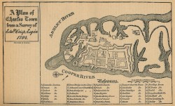 southcarolinadove:  A 1704 map of Charleston showing the walls