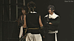 xan-the-13th:  Okita Soujiâ€™s reaction when Saito agreed to join Shinpachi and Serizawa for a drink at Shimabara Musical Hakuouki: Reimeiroku (2015) 