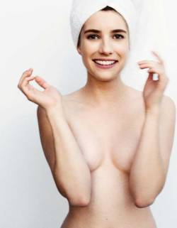 starprivate:  Emma Roberts in faux topless  Emma Roberts trying