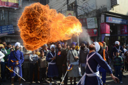 Dragon in training (an Indian Sikh Nihang [warrior] performs