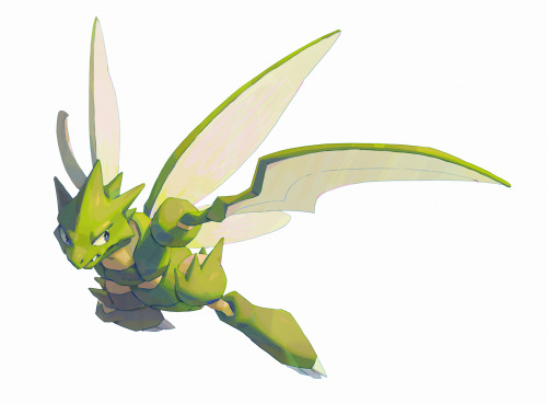 bluekomadori:a Scyther painting I made some time ago