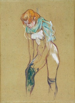 artdelarousseur:  Femme qui tire son bas, Henri de Toulouse-Lautrec