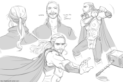 0whitewolf0:  I like how Thor ties his hair differently :)