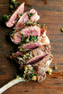 do-not-touch-my-food:  Pan-Seared Lamb Chops with Toasted Bread