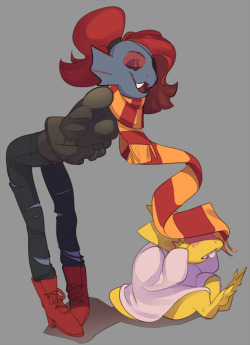 polywomple:  more undyne and ashpys from undertale 