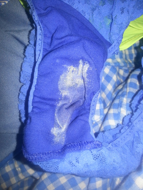  powderider800 submitted:  I think she may have left them in the hamper like this knowing I would see,she knows I have a thing for her wet panties