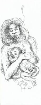 fyblackwomenart:  ink #drawing from the hospital after my Daughter